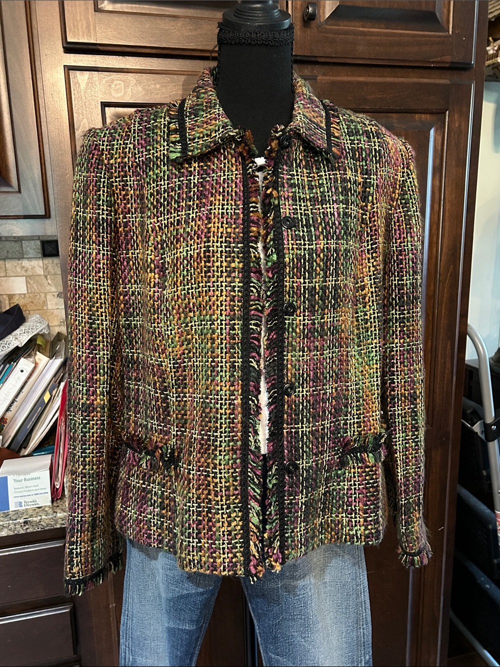 Sag Harbour Sz 14 Multi-Color Woven Chanel Inspo Blazer